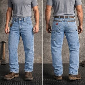 Wrangler RIGGS Workwear Carpenter Jeans Light Wash Blue 34x32 103W020VI Mens